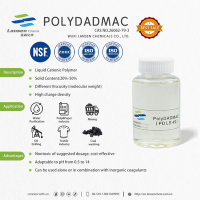 Sıvı Tipi İçme Suyu Arıtma Ajanı Polydadmac Koagülant Geniş Spektral Uygulanabilirlik Zehirli Değil Çevre Dostu Güvenli